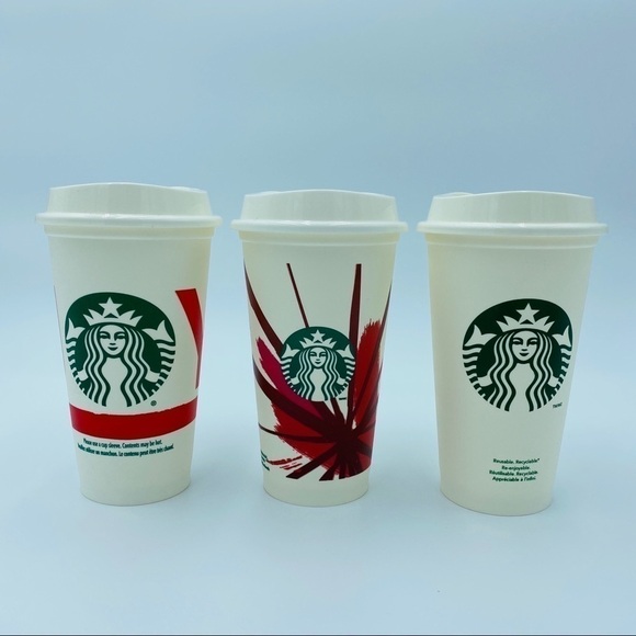 STARBUCKS 3x Plastic Reusable Cups 2012-13 16oz - Picture 1 of 6